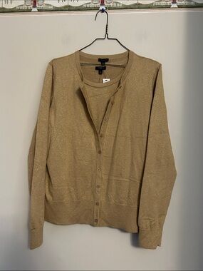Talbots cotton/tencil  cardigan with  shell top gold sparkle new/tags size PL